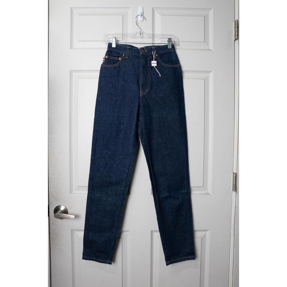 00's Moschino Jean Dark Wash Peace Embellished Slim Fit Jean